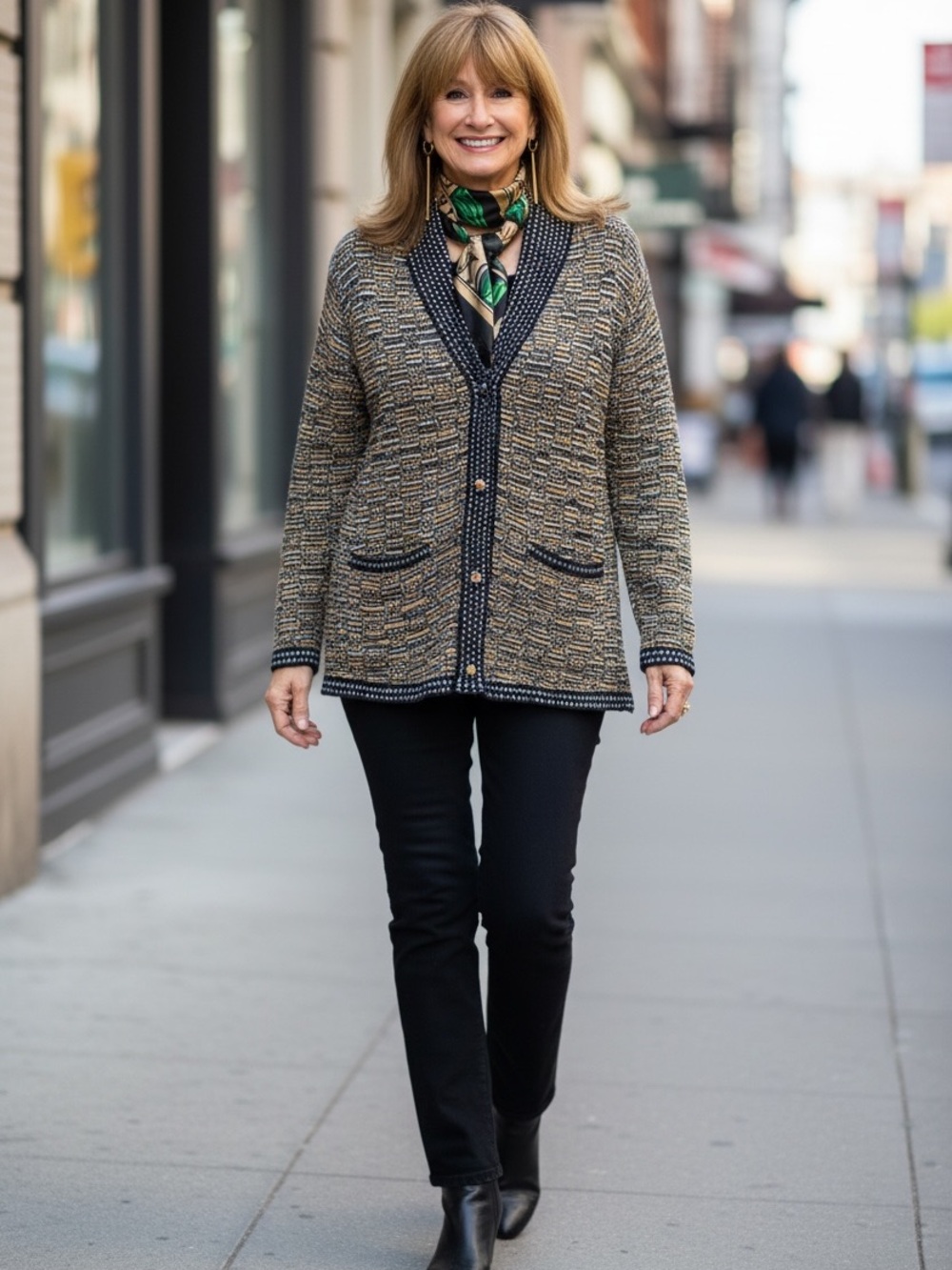 Vintage Zoology textured knit cardigan size 40 metallic novelty button sweater
